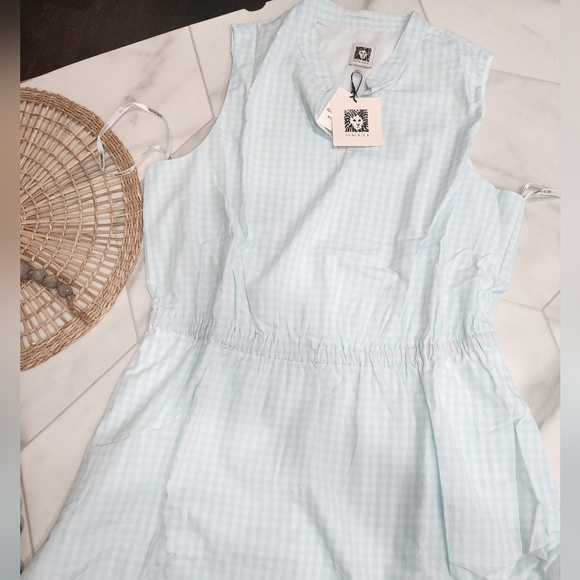 ANNE KLEIN,  NEW WITH TAGS,  Blue& White Gingham sleveless Midi dress. - Picture 12 of 16